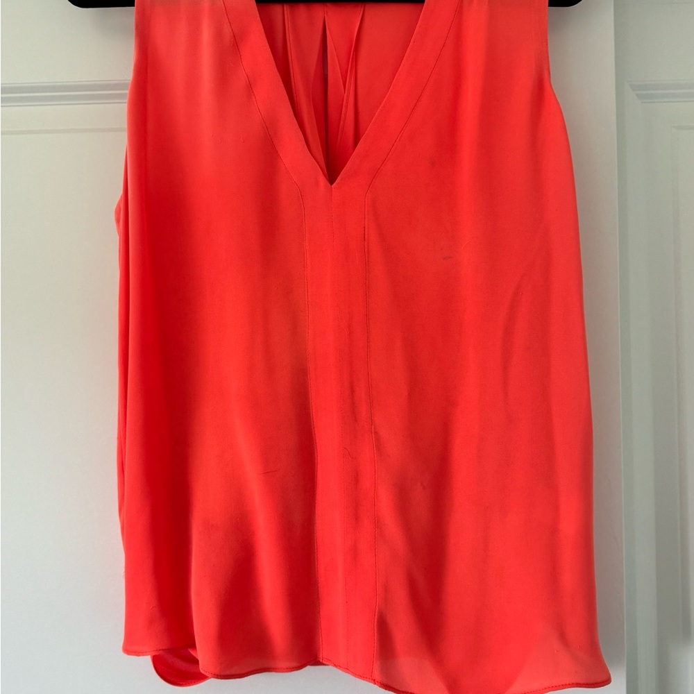 Bright Coral Sleeveless Blouse